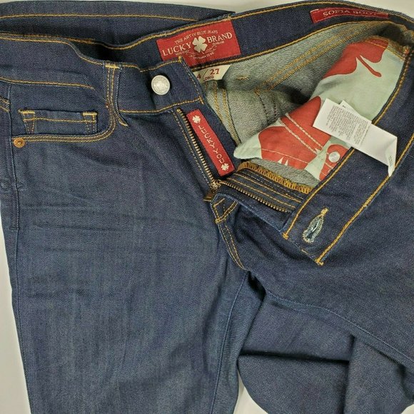 Lucky Brand 'Sofia' Boot Jeans Women's 4/27 Regular Blue Mid Rise Dark Wash - Picture 9 of 10